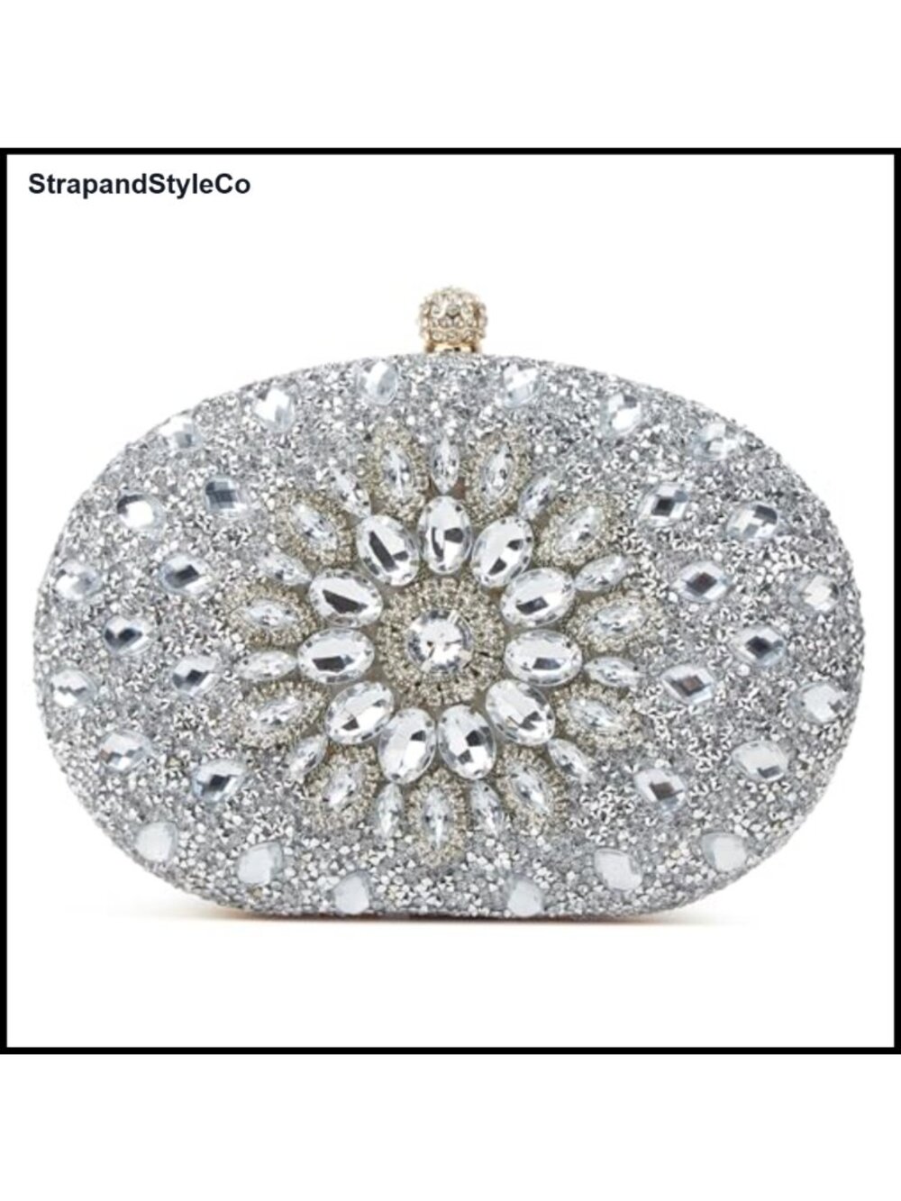 Rhinestone Clutch Evening Bag Push-Lock Chain Wedding Prom